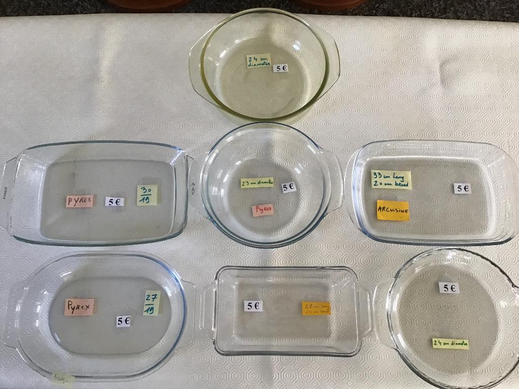 7 casseroles en pyrex (ou similaire) à 5 euros chacune, Enlèvement ou Envoi, Comme neuf