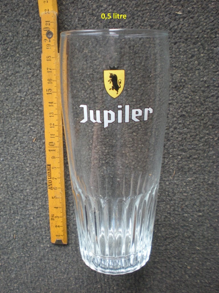 Jupiler 1/2 litre, Collections, Marques de bière, Enlèvement ou Envoi, Comme neuf, Verre ou Verres, Jupiler