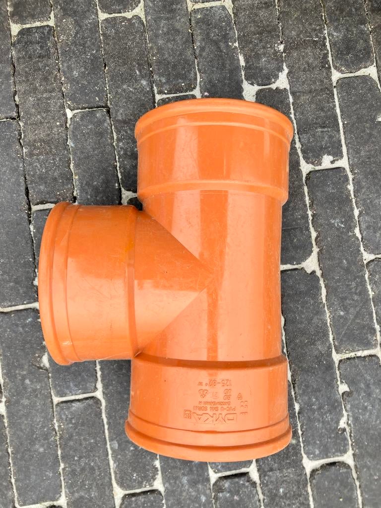 Dyka 125mm T- Stuk 90 R/B - 3MV - SN4, Doe-het-zelf en Bouw, Ophalen, Zo goed als nieuw