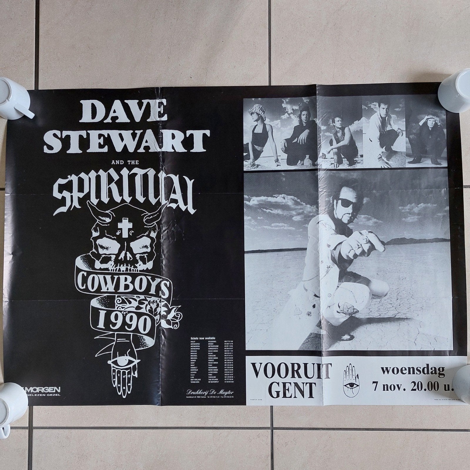 Oude poster 1990 - Dave Stewart and the Spiritual Cowboys, Verzamelen, Ophalen of Verzenden