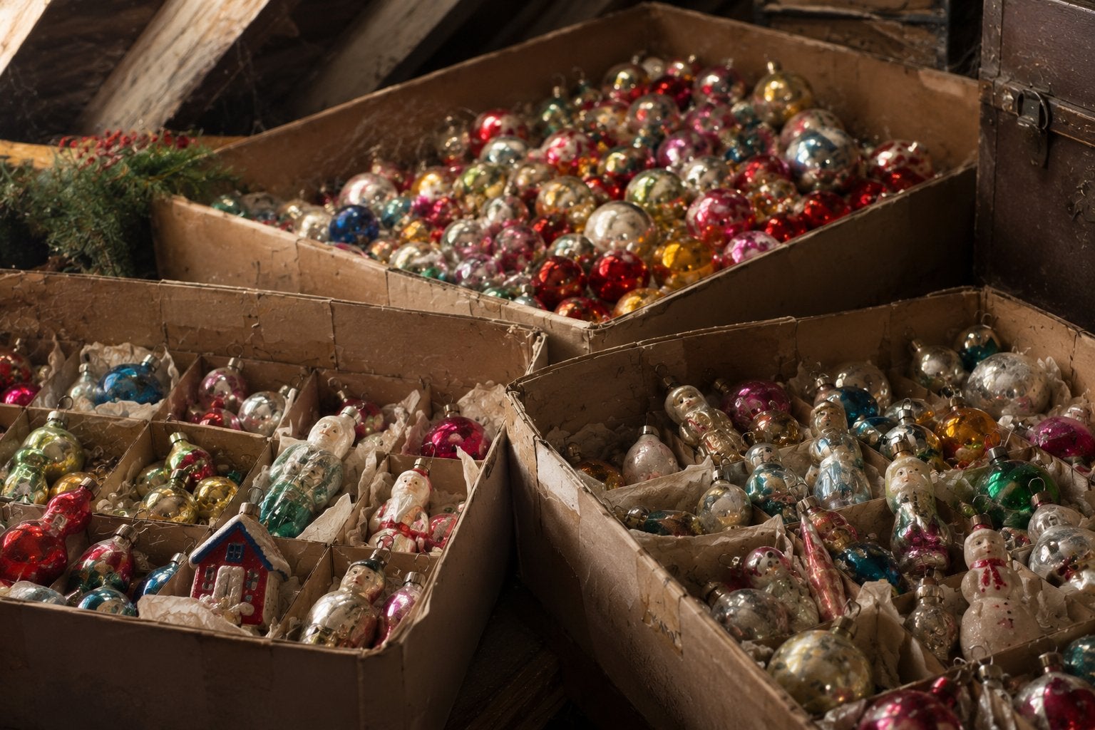 Recherchés : vieilles boules de Noël et figurines., Enlèvement, Utilisé