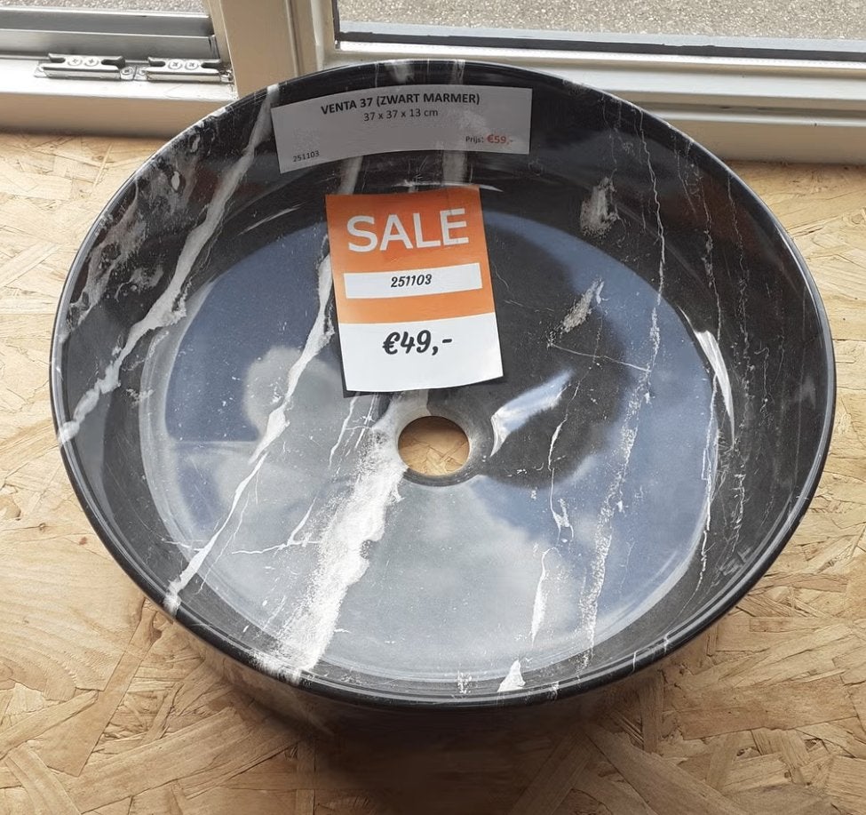 SALE! Waskom, zwart marmer, rond, modern, stijlvol, Venta 37, Ophalen of Verzenden, Nieuw, Zwart, Modern