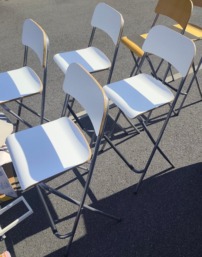 Lot de 4 chaises hautes blanches, Enlèvement, Utilisé, Bois, Blanc
