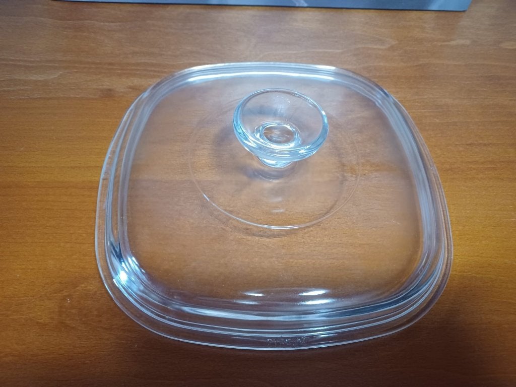 Couvercle en verre Pyrex original 23 x 23 cm, Maison & Meubles, Autres types, Enlèvement ou Envoi, Comme neuf, Verre