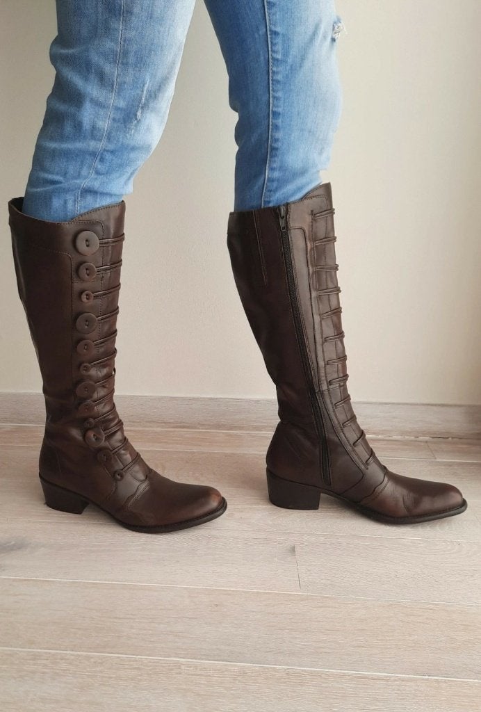 Bottes, Enlèvement ou Envoi, Comme neuf, Brun, Bottes hautes