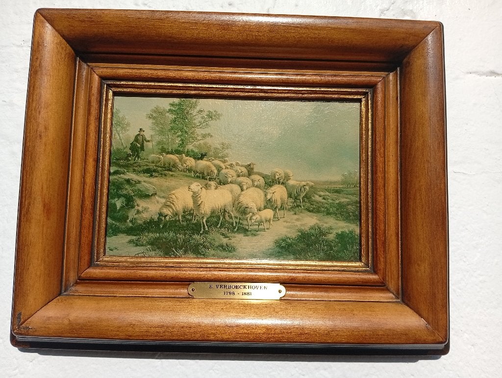 Schilderij Herder en zijn kudde Eugène Verboeckhoven Deknudt, Ophalen of Verzenden