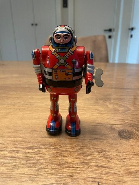 Vintage blikken astronaut – opwindbaar – werkend, Antiek en Kunst, Antiek | Speelgoed, Ophalen of Verzenden