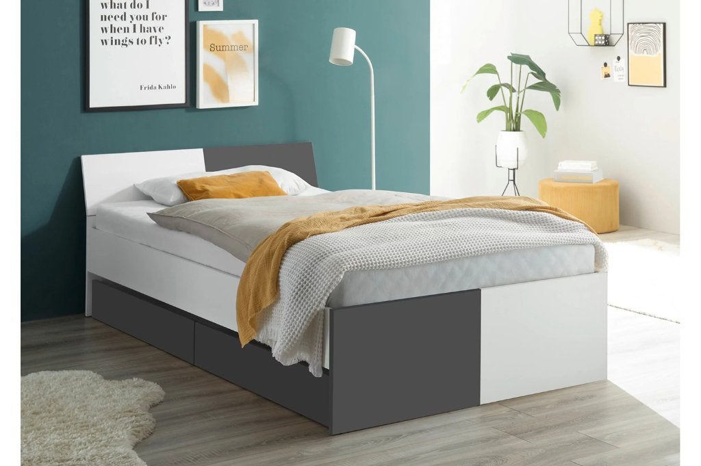 NIEUW Twijfelaar bed 120 x 200 cm met 2 bedlades., Huis en Inrichting, Verzenden, Wit, Nieuw, Twijfelaar