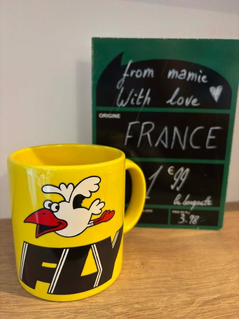 tasse vintage magasin Fly - Waechtersbach mug jaune, Keramiek, Ophalen of Verzenden, Zo goed als nieuw, Overige stijlen