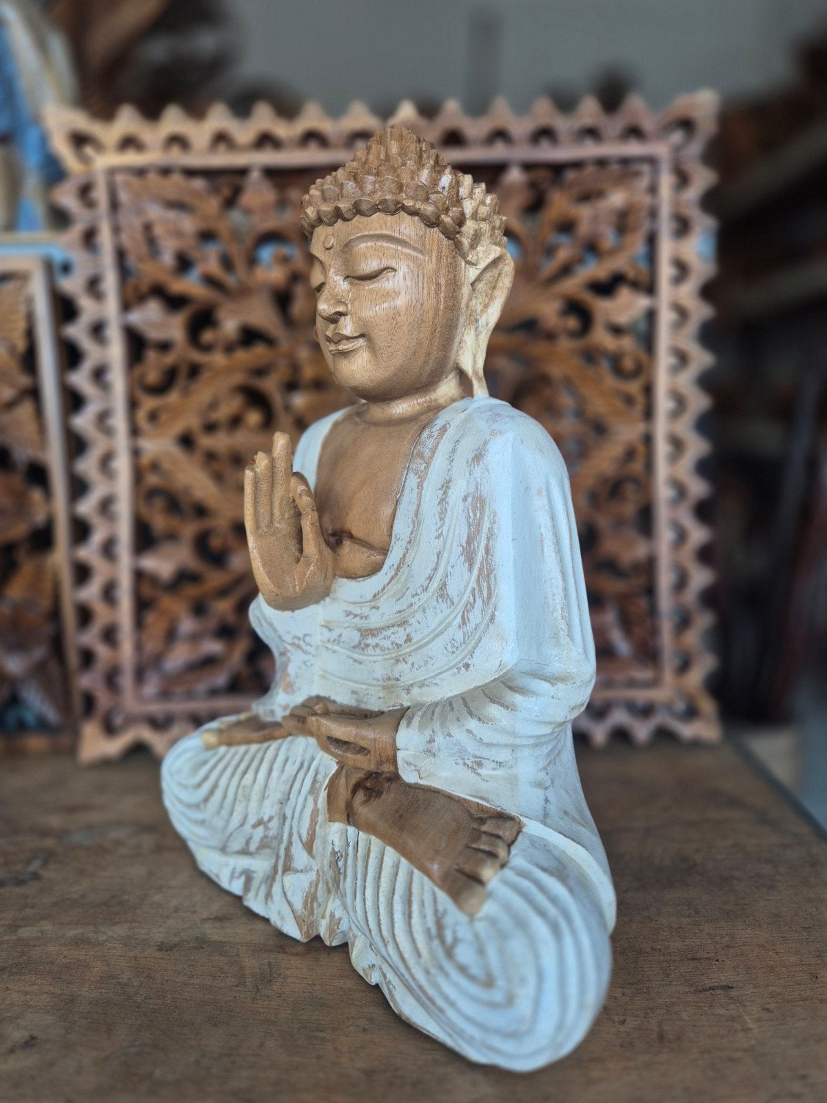 Bouddha 30cm en bois de suar de Bali, Enlèvement ou Envoi