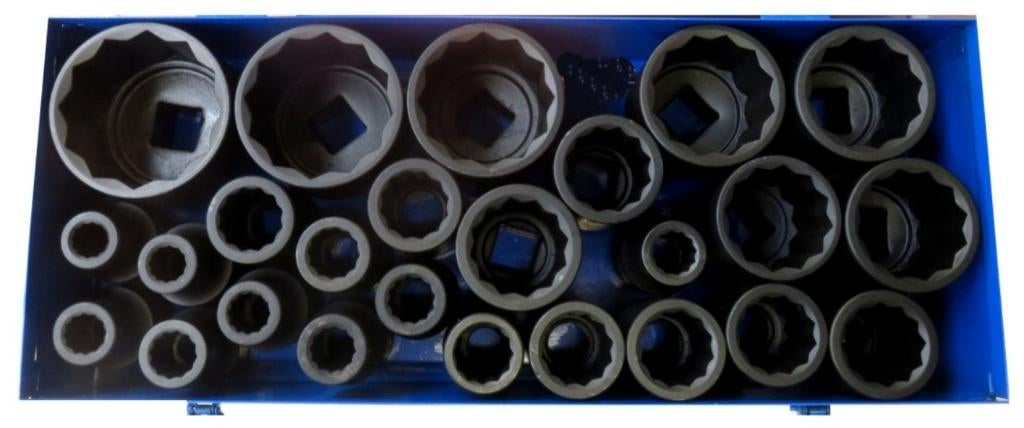 Krachtdoppen set 1"" Metrisch twaalfkant 25 dlg 17 - 75mm, Ophalen, Nieuw