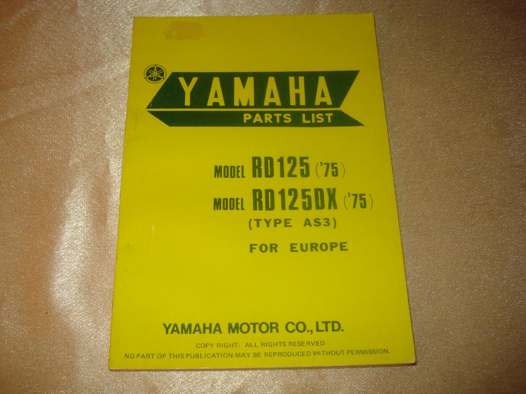 YAMAHA Model RD125 - RD125DX Ancien Catalogue des Pièces, Motoren, Handleidingen en Instructieboekjes, Ophalen of Verzenden, Yamaha