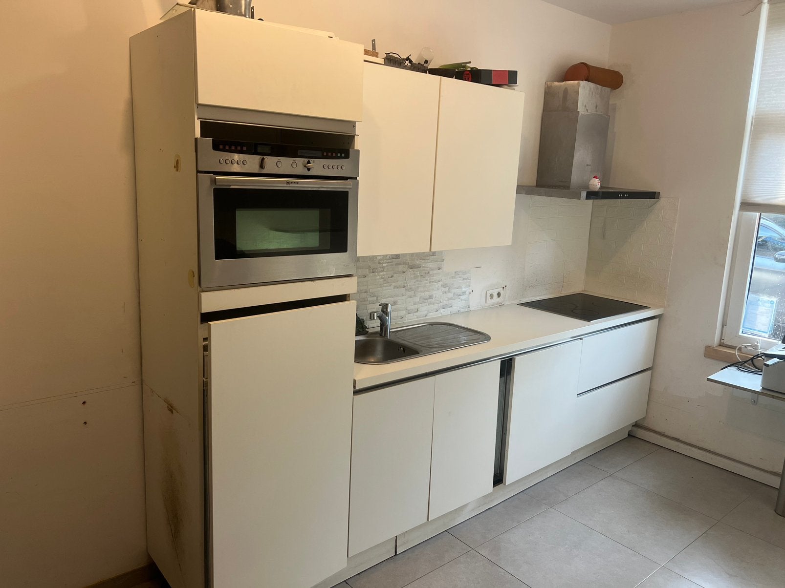 Keuken met elektro te koop, Huis en Inrichting, Ophalen, U-keuken, Wit, Zo goed als nieuw