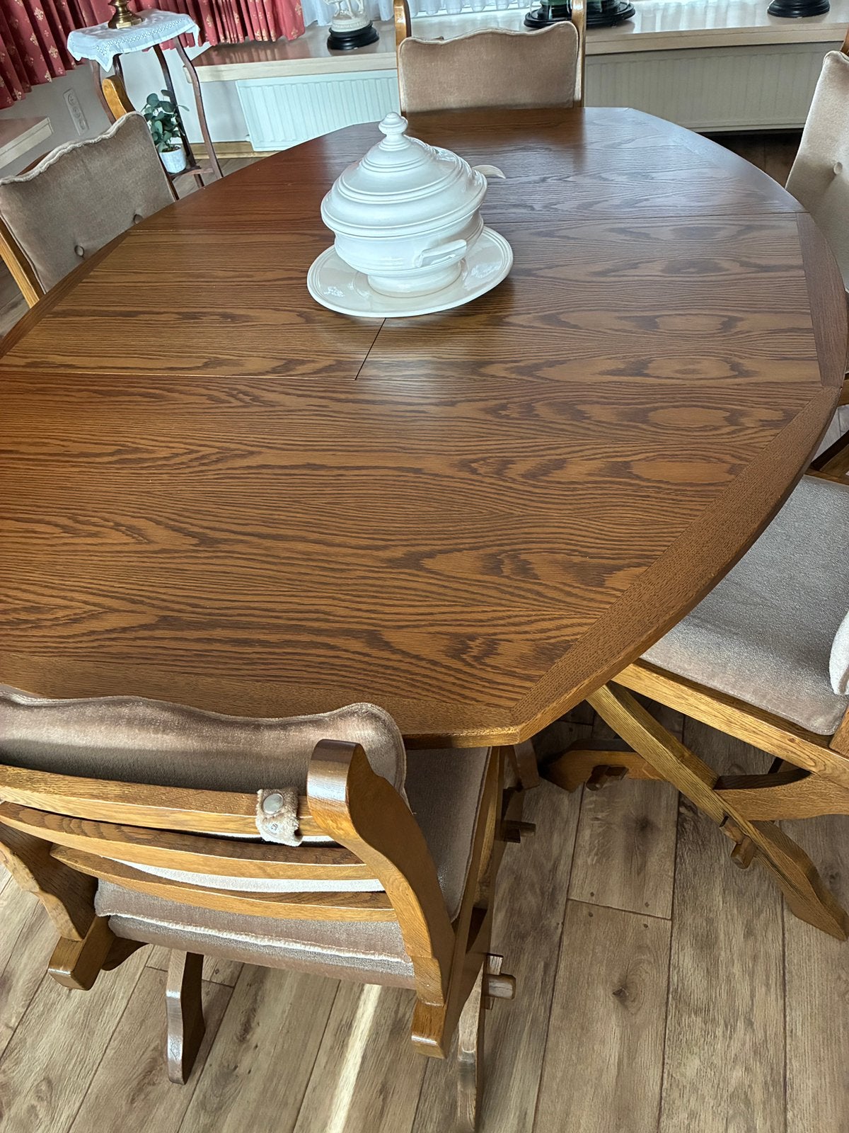 Eetkamertafel -6 stoelen eik, Ophalen, Gebruikt, 4 tot 6 stoelen