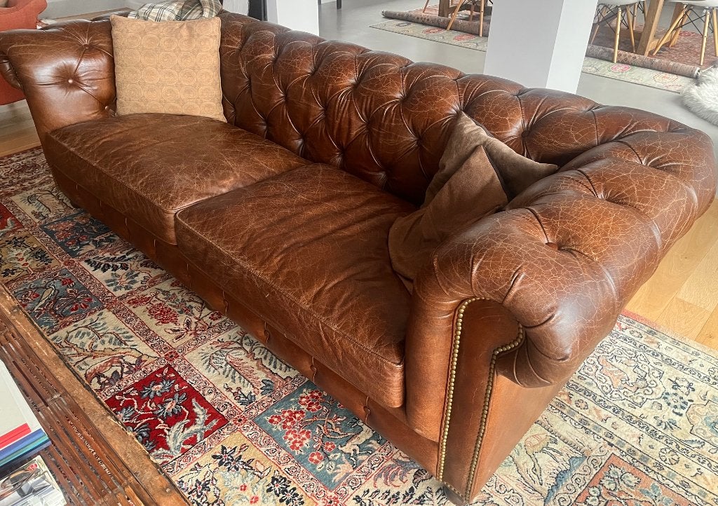 Canapé chesterfield cuir Flamant, Maison & Meubles, 200 à 250 cm, Anglais, Banc droit, Comme neuf