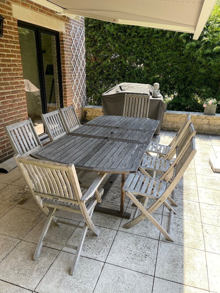 Ensemble table de jardin avec chaises, Jardin & Terrasse, Enlèvement, Utilisé, Rectangulaire, Bois de teck