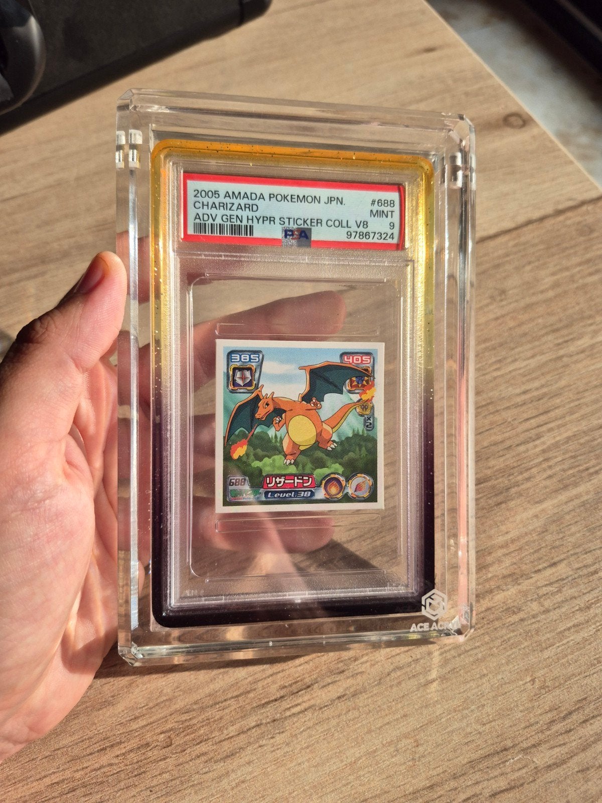 pokemon charizard hyper amada sticker japanese psa9 mint, Ophalen of Verzenden