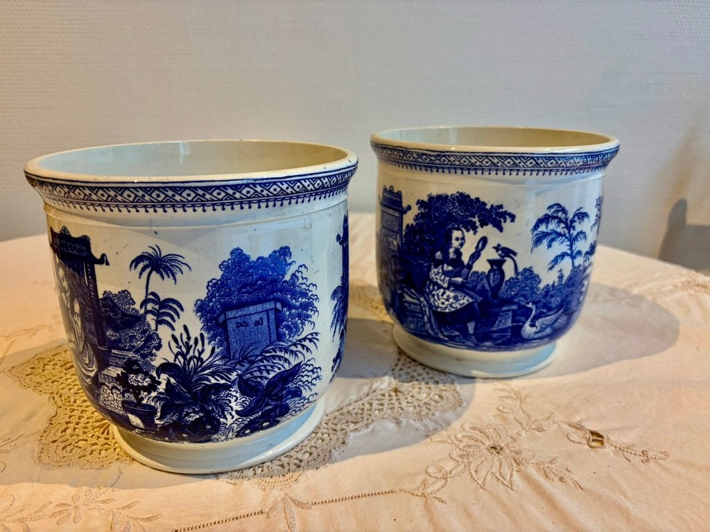 Vintage cachepots Nimy – Belgisch keramiek – set van 2, Ophalen of Verzenden