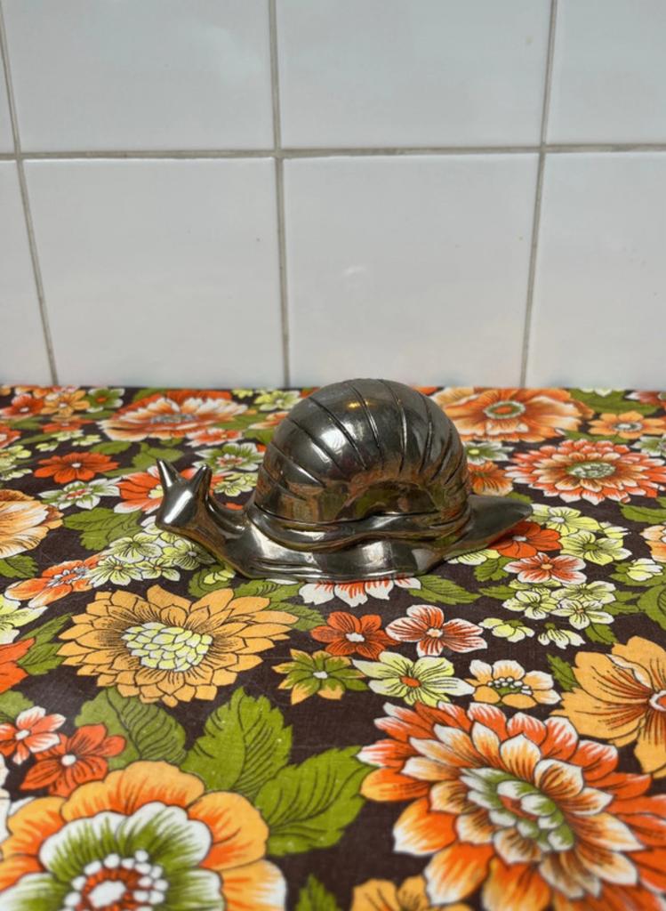 beurrier escargot metal MCM et plaque en verre, Enlèvement ou Envoi