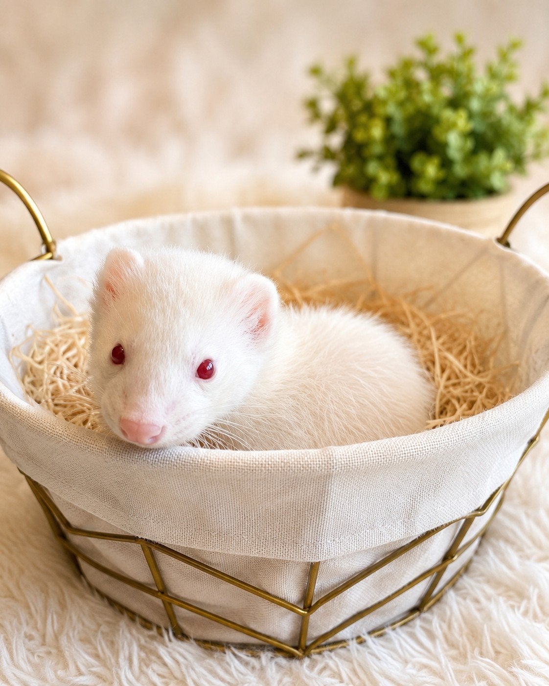 Bélier furet albinos super doux et affectueux, Mâle, Furet, Domestique, Mai
