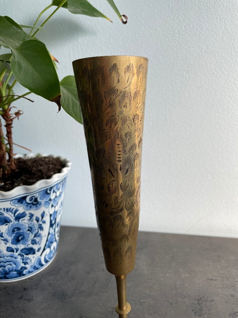Vase trompette vintage en laiton d'Inde, Enlèvement
