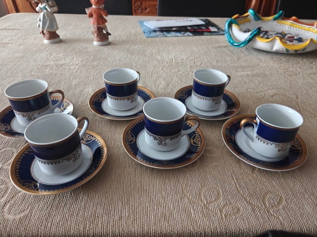 Vintage 6-delige porseleinen kop-en-schotelset, Antiek en Kunst, Ophalen of Verzenden