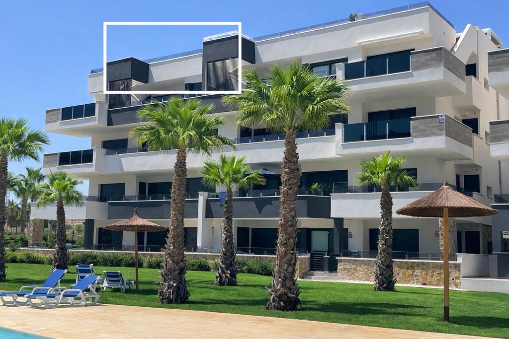 Te huur: Luxe Penthouse met 80m2 Solarium in Orihuela Costa, 2 slaapkamers, Costa Blanca, Aan zee, Appartement