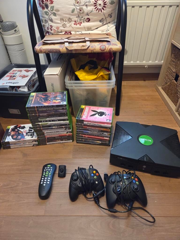 Xbox original + games apart, ., Microsoft, Met 2 controllers, Ophalen of Verzenden