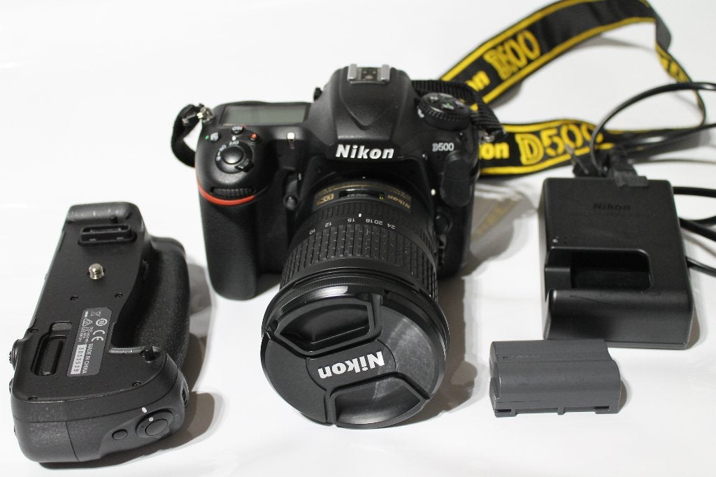 Nikon D500 met Lens & Battery grip, Handmatige focus, Gebruikt, Spiegelreflex, Cameratas