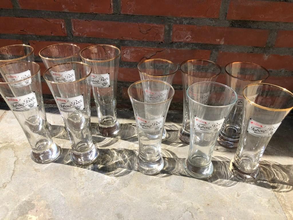 11 verres bière Tuborg Beer Copenhagen Denmark - 18 - 20 cm, Enlèvement ou Envoi