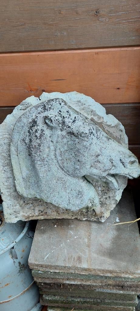 Tête de cheval, ornement en pierre., Jardin & Terrasse, Enlèvement, Utilisé, Pierre, Animal