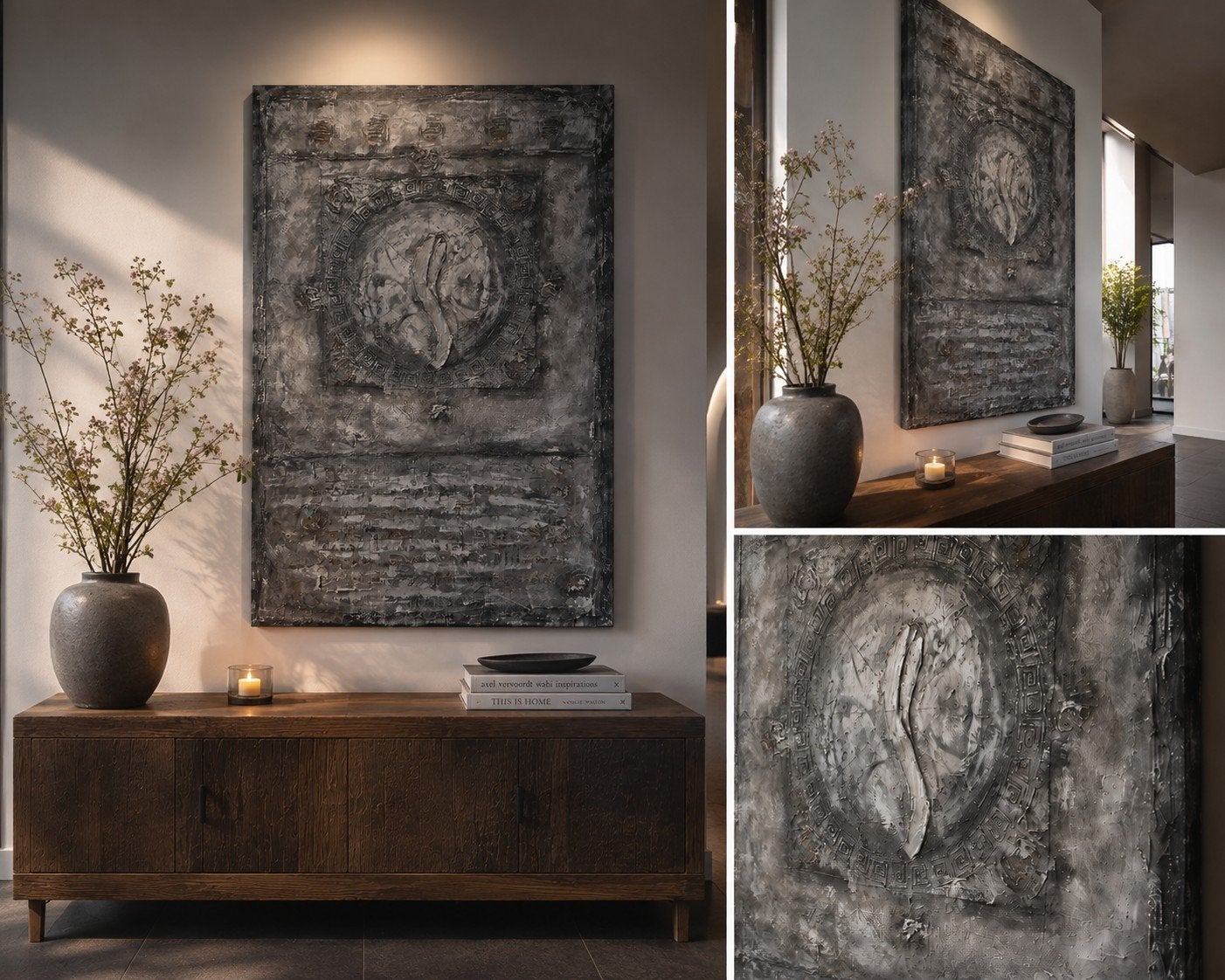 Groot uniek reliefschilderij 100150 cm, Antiek en Kunst, Kunst | Schilderijen | Abstract, Ophalen