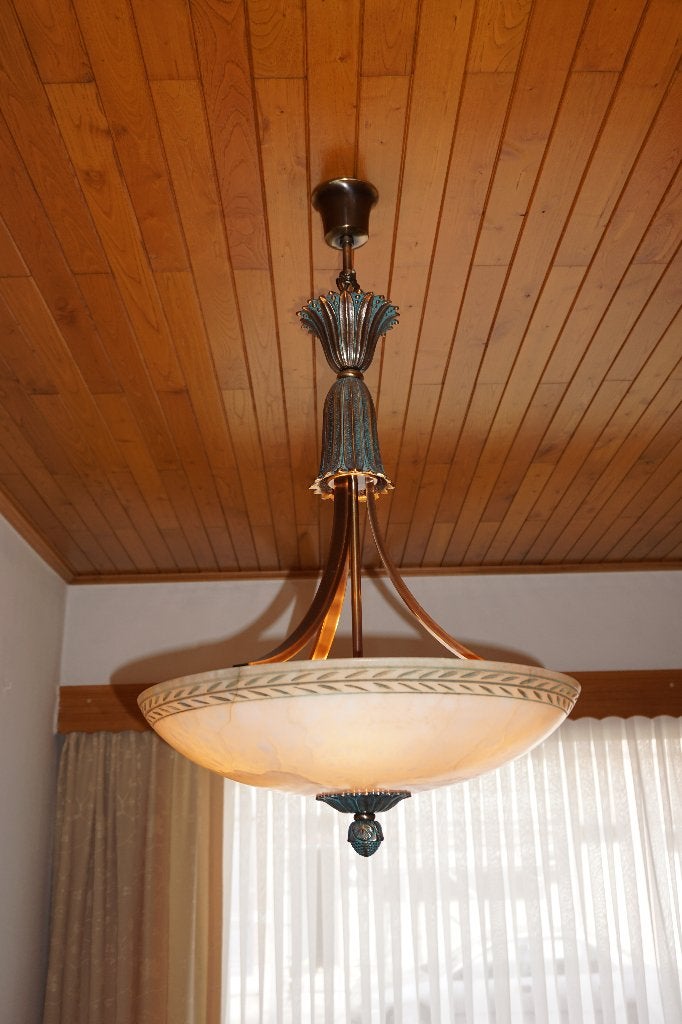 Lampe de luxe Mariner plafonnier/lustre en bronze et albâtre, Enlèvement