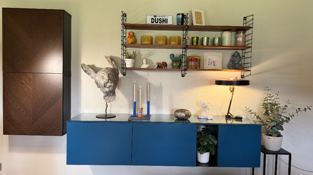 Recor Home 'Hannover' hangkast – Petrol blauw met glasplaat, Huis en Inrichting, Ophalen, 150 tot 200 cm, Zo goed als nieuw, Modern
