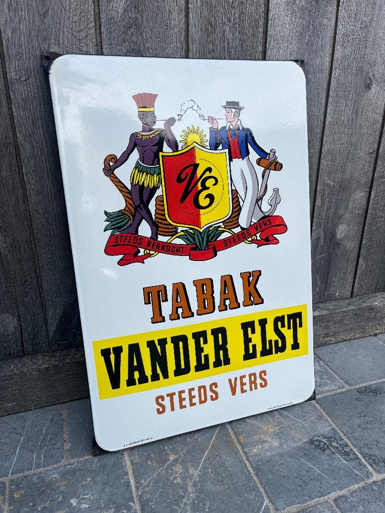 Tabak vander elst emaille reclamebord, Verzamelen, Ophalen, Gebruikt, Reclamebord