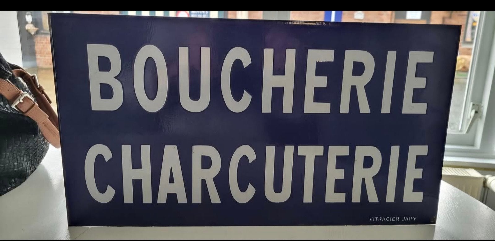 Boucherie Charcuterie Oud emaille bord, Ophalen of Verzenden