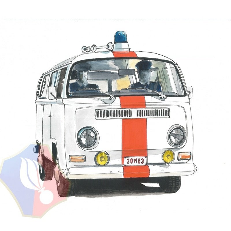 IMPRESSION ARTISTIQUE GENDARMERIE VW COMBI T3 Hahnemühle, Envoi, Gendarmerie, Objet d'art