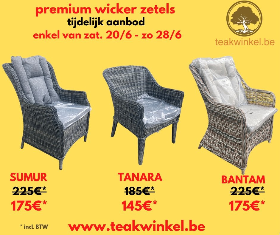 Premium wicker zetels - promoweek 20/6-28/6 (op=op), Tuin en Terras, Tuinstoelen, Ophalen of Verzenden, Nieuw, Wicker