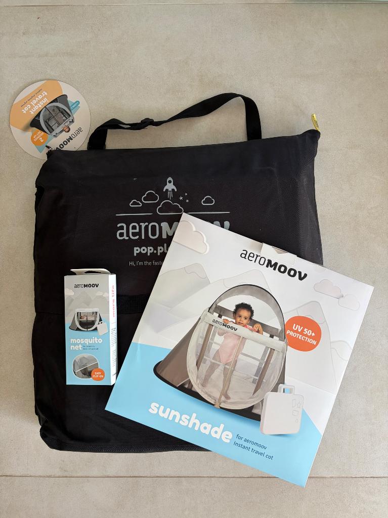AeroMoov Instant Travel Cot + Nieuwe Accessoires, Kinderen en Baby's, Ophalen, Zo goed als nieuw, Vierkant, In hoogte verstelbaar