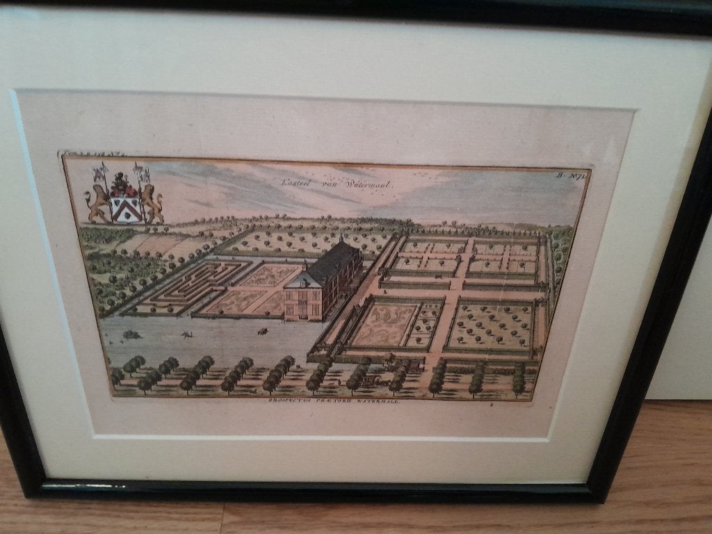 Gravure Kasteel van watermaal, Antiek en Kunst, Kunst | Etsen en Gravures, Verzenden, Cartografie, Met tekst, 1600 - 1699