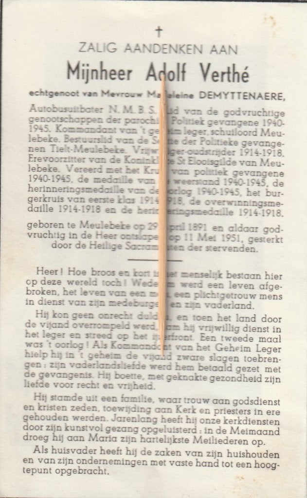 Victime de guerre 1940-45-Meulebeke, Enlèvement ou Envoi