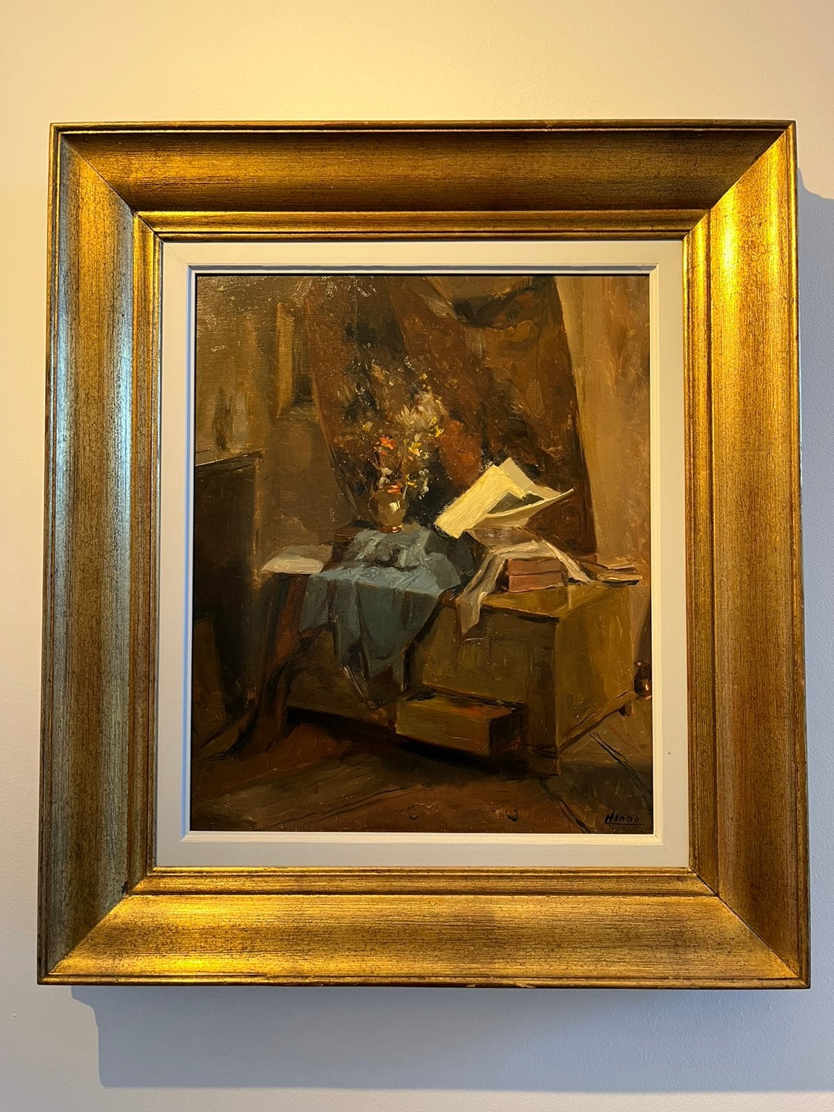 Tableau Ancien, Nature Morte par Louis HENNO, Doek, Impressionistisch, Gesigneerd, Olieverf