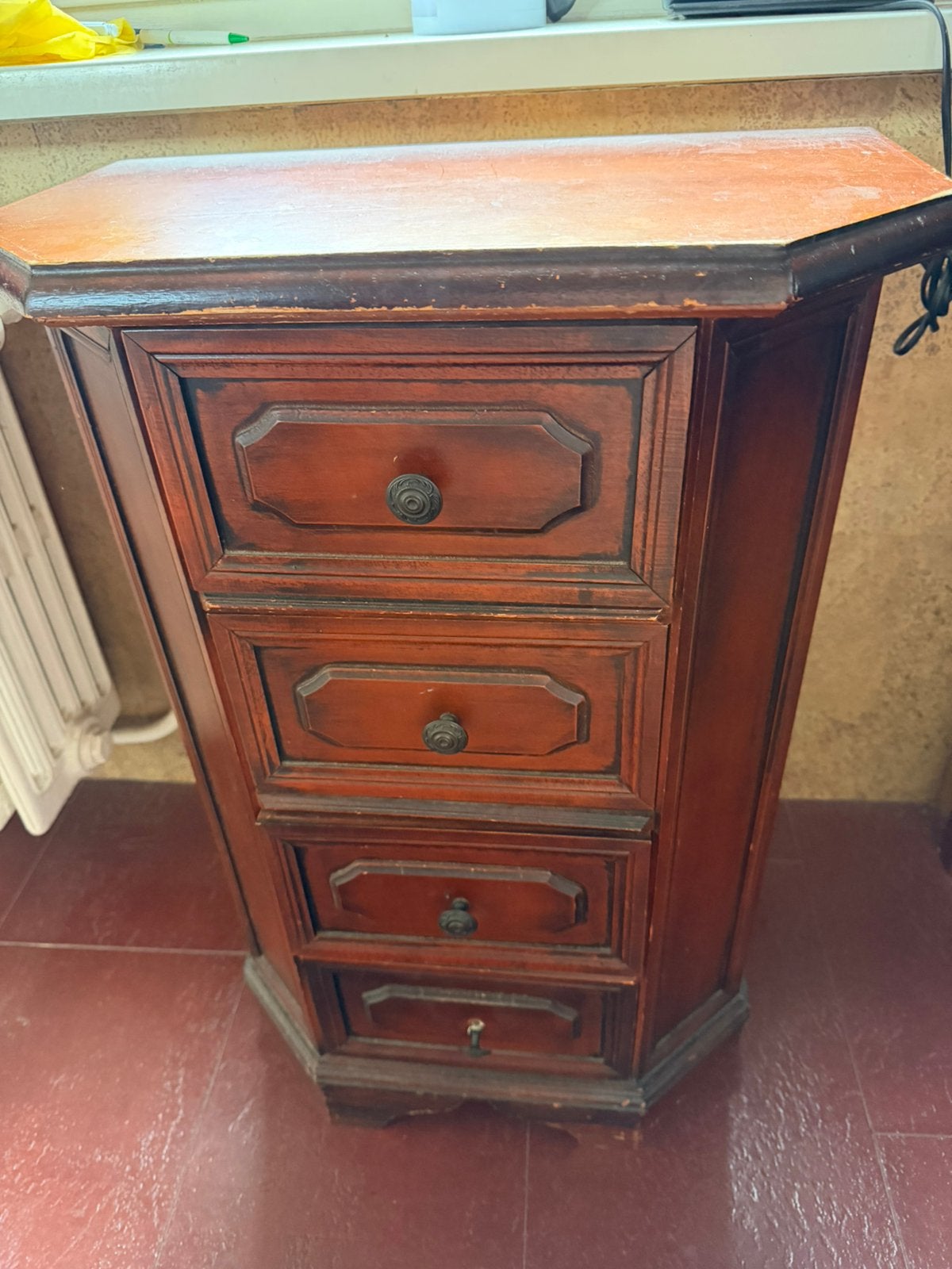 Houten ladenkast/commode met 4 laden, Huis en Inrichting, Kasten | Ladekasten, Ophalen, Gebruikt
