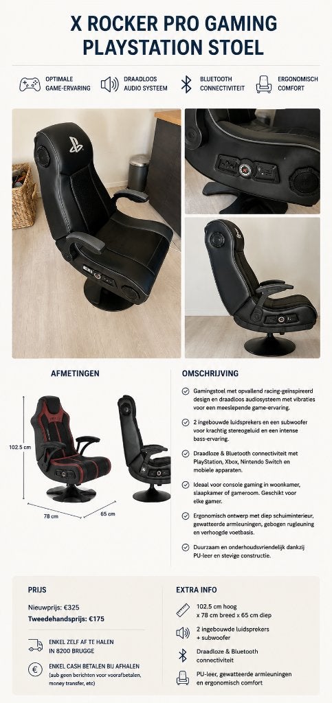 Fauteuil de jeu X Rocker Pro pour Playstation, Enlèvement, Comme neuf, Playseat ou Siège de jeu, Sans fil