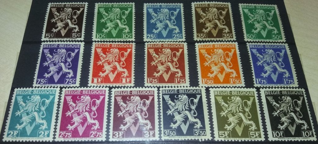 Timbres 674/689 Lion Héraldique orné d'un grand "V", Envoi, Timbre-poste, Neuf