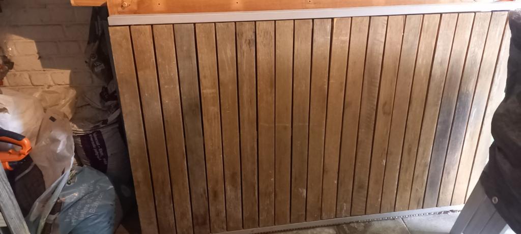 Uitschuifbare tuintafel van teakmetaal, Ophalen, Hout