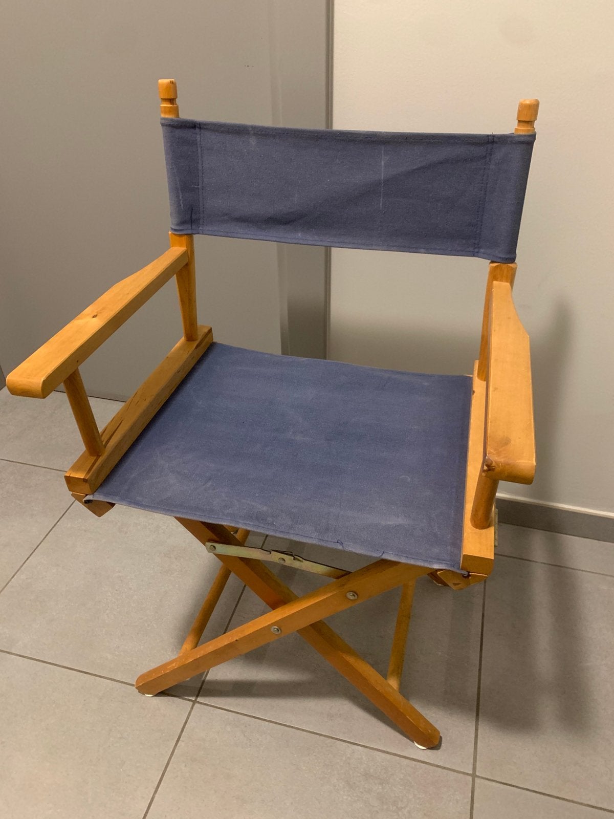 Chaise realisteur pliable, Ophalen, Metteur en scene, Blauw, Zo goed als nieuw