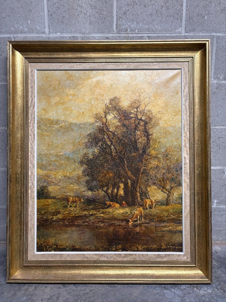 Reproductie Otto Pippel op doek – 80  65 cm, Antiquités & Art, Enlèvement, Impressionniste, Paysage, Toile