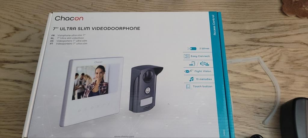 Videofoon met 7" wit ultradun scherm - 2 draden, Ophalen of Verzenden, Nieuw, Bedraad