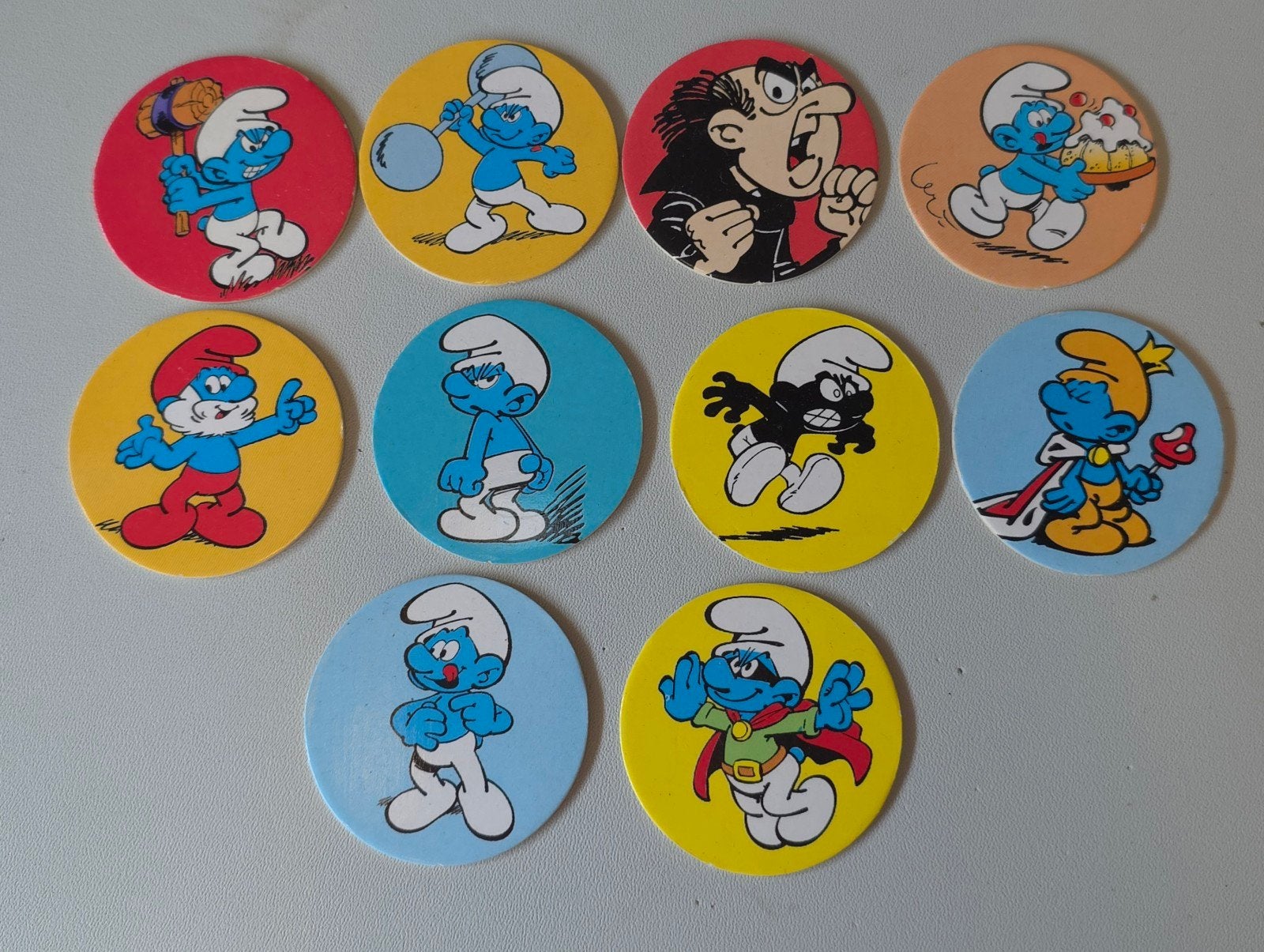 Pogs Schtroumpf caprice des dieux, Collections, Schtroumpfs, Envoi, Utilisé, Différents Schtroumpfs, Autres types